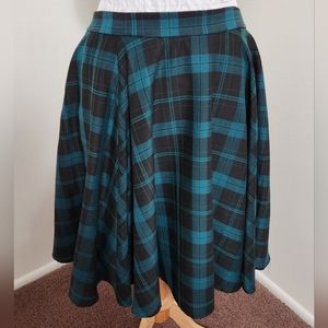 Collectif Modcloth Green Plaid Skirt UK 22.